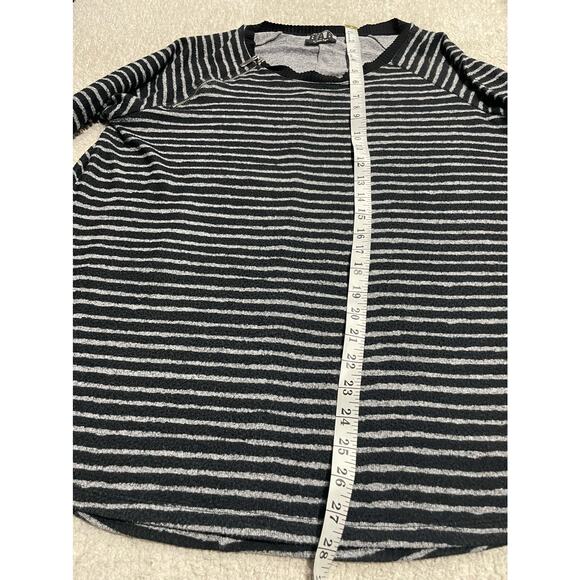 Bar by Melis Kozan Women's Size Medium Striped Side Zip Sweatshirt Black Gray - Picture 2 of 9